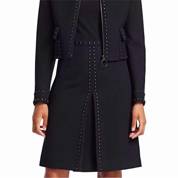 AKRIS PUNTO STUDDED WOOL TWILL SKIRT